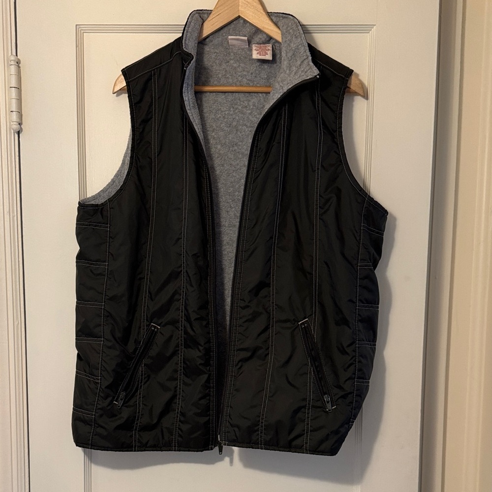 Vintage Canyon River Blues Charcoal  grey light fleece XL Quilted Vest